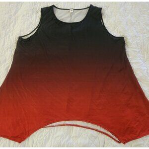 TEMU RED/BLACK OMBRE HANDKERCHIEF-HEM STRETCH TANK TOP
